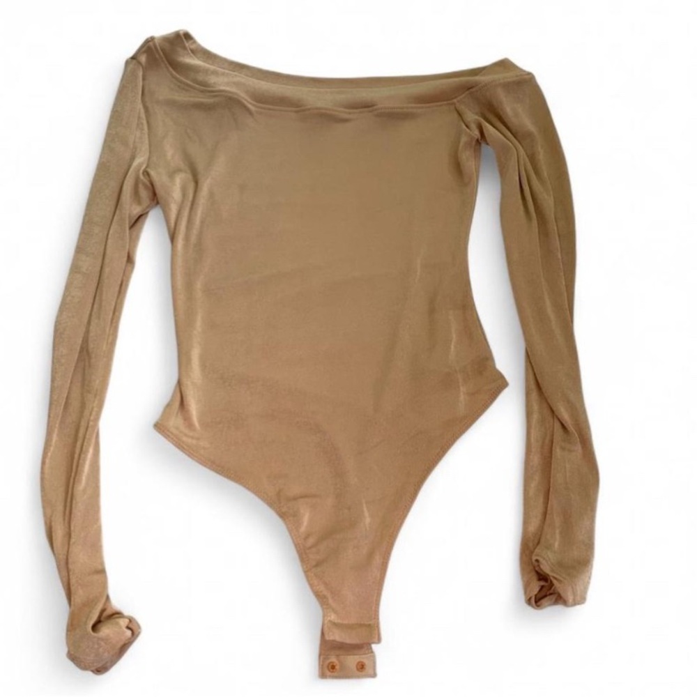 Free People Beige Long Sleeve Top
